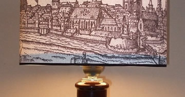 Lamp with antique print of Wroclaw/Breslau/Wratislavia