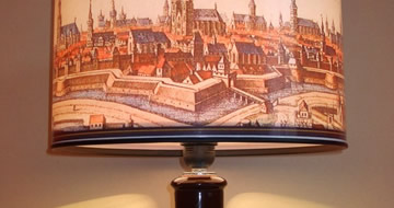 Lamp with antique print of Wroclaw/Breslau/Wratislavia